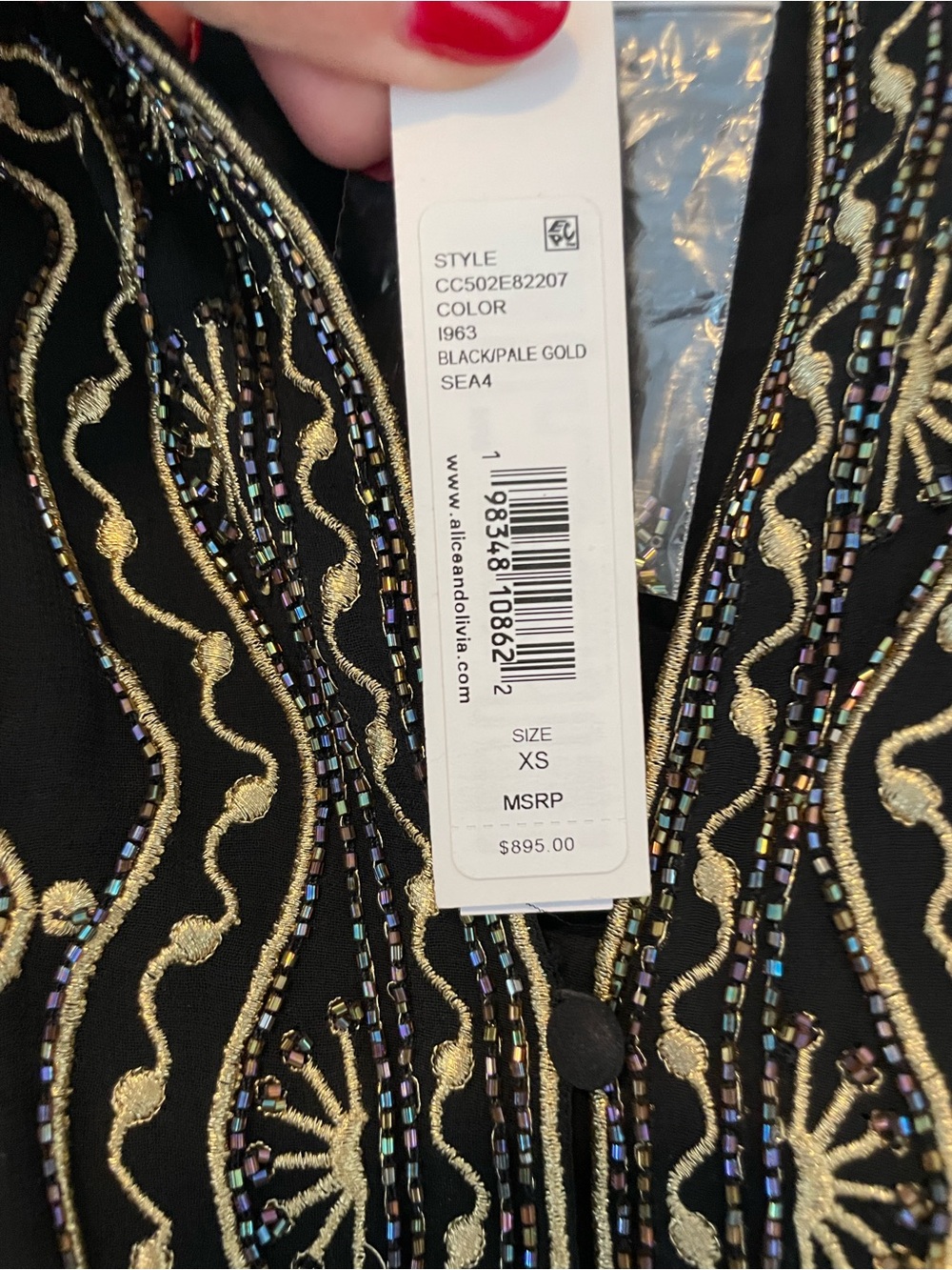 Alice + Olivia Black Tunic with Gold Embellishment - Picture 4 of 10